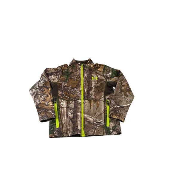 Under Armour Scent Control Full Zip Camo Jacket Youth Small Cold Gear Realtree